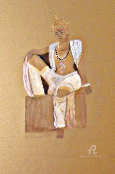 Peinture intitulée "A Portrait of Gauta…" par Michela Curtis, Œuvre d'art originale, Acrylique Monté sur Autre panneau rigide