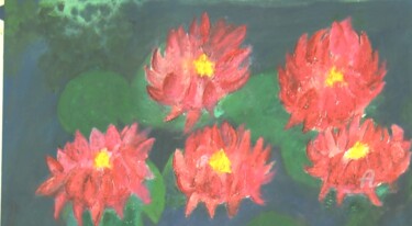 Peinture intitulée "Floating Water Lili…" par Michela Curtis, Œuvre d'art originale, Huile