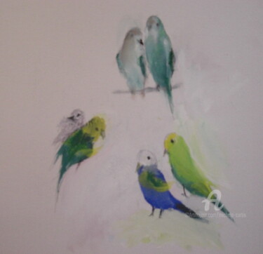 Painting titled "Birds" by Michela Curtis, Original Artwork, Oil