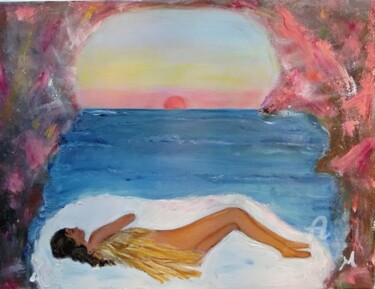 Pintura titulada "Angel Sleeping" por Michela Curtis, Obra de arte original, Oleo