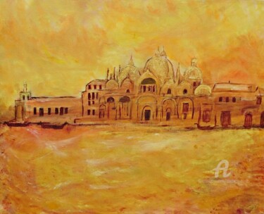 Painting titled "Venice at Dusk" by Michela Curtis, Original Artwork, Oil