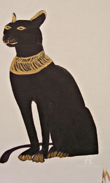 Peinture intitulée "Bast - Goddess of L…" par Michela Curtis, Œuvre d'art originale, Acrylique Monté sur Autre panneau rigide