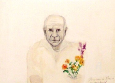 Drawing titled "Primroses for Picas…" by Michela Curtis, Original Artwork, Pencil Mounted on Other rigid panel