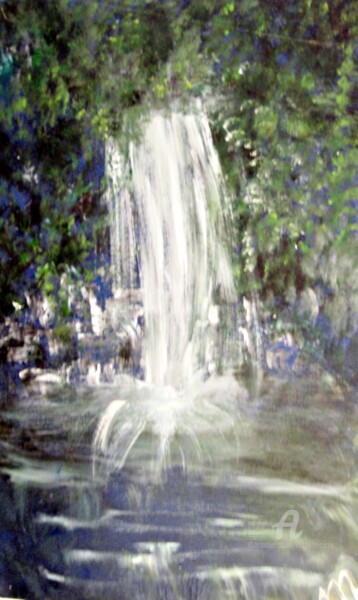 Malerei mit dem Titel "Water Falling" von Michela Curtis, Original-Kunstwerk, Öl Auf Andere starre Platte montiert