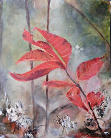 Painting titled "Red Leaves in Morni…" by Michela Curtis, Original Artwork, Oil