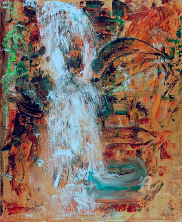 Ζωγραφική με τίτλο "The Oriental Waterf…" από Michela Curtis, Αυθεντικά έργα τέχνης, Λάδι