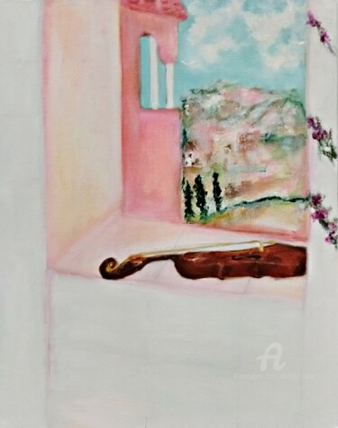 Schilderij getiteld "The Violin" door Michela Curtis, Origineel Kunstwerk, Olie