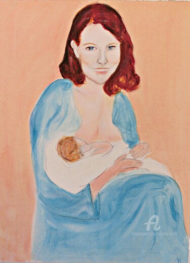 Painting titled "Mother and Child" by Michela Curtis, Original Artwork, Oil