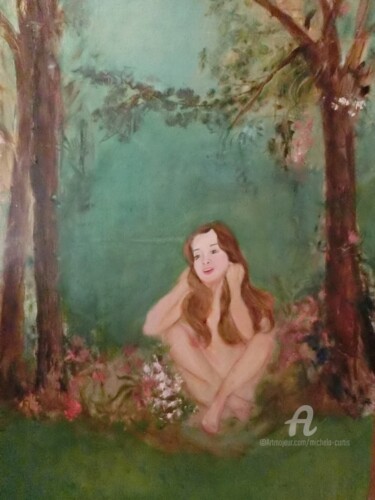 Painting titled "The Song" by Michela Curtis, Original Artwork, Oil