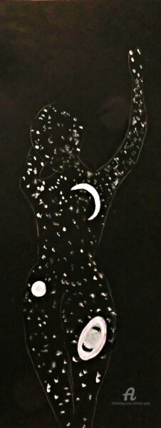 Dessin intitulée "Sun, Moon and Stars" par Michela Curtis, Œuvre d'art originale, Acrylique