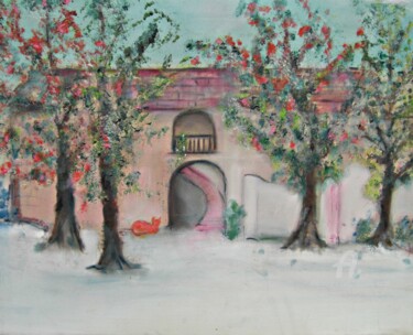 Painting titled "Hacienda" by Michela Curtis, Original Artwork, Oil