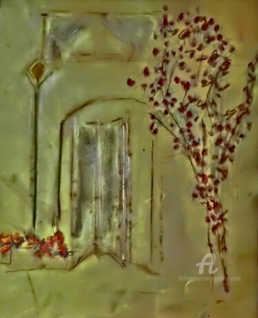 Painting titled "Chez Babette" by Michela Curtis, Original Artwork, Acrylic Mounted on Other rigid panel