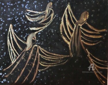 Painting titled "New Year Angels" by Michela Curtis, Original Artwork, Acrylic