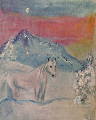 Malerei mit dem Titel "In The Snow" von Michela Curtis, Original-Kunstwerk, Öl Auf Andere starre Platte montiert