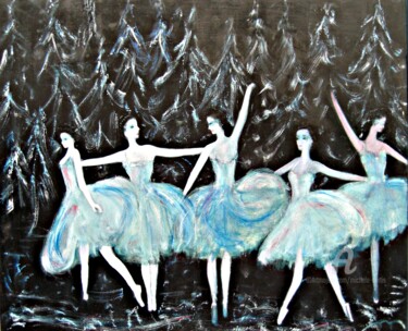 Картина под названием "The Ballet Dancers" - Michela Curtis, Подлинное произведение искусства, Масло