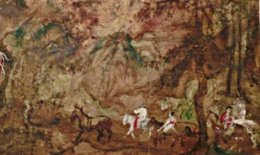Painting titled "The Silk Road" by Michela Curtis, Original Artwork, Oil Mounted on Other rigid panel