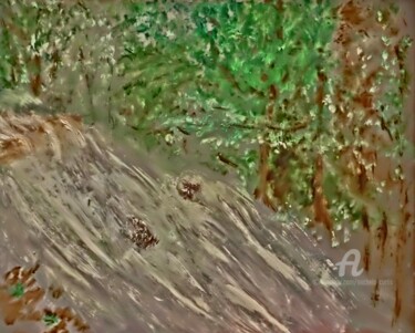 Картина под названием "Wild River" - Michela Curtis, Подлинное произведение искусства, Масло