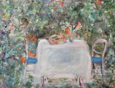 제목이 "A La Table"인 미술작품 Michela Curtis로, 원작, 아크릴 기타 단단한 패널에 장착됨