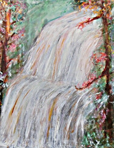 Painting titled "Waterfall of El Dor…" by Michela Curtis, Original Artwork, Oil