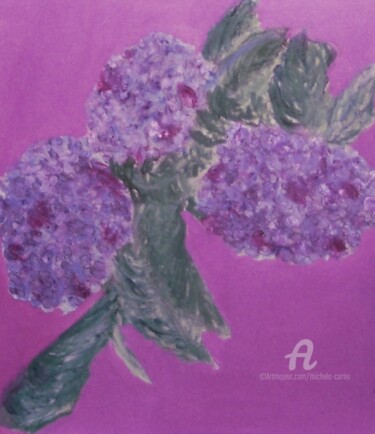 Drawing titled "Lilacs" by Michela Curtis, Original Artwork, Oil Mounted on Other rigid panel