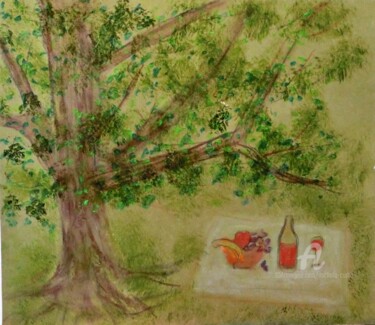 Painting titled "The Picnic" by Michela Curtis, Original Artwork, Oil