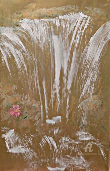 Schilderij getiteld "Near The Waterfall" door Michela Curtis, Origineel Kunstwerk, Acryl Gemonteerd op Andere stijve panelen