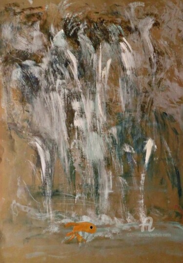 Painting titled "Cascade de Glandieu" by Michela Curtis, Original Artwork, Oil Mounted on Other rigid panel