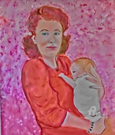 Painting titled "Mother and Child III" by Michela Curtis, Original Artwork, Oil