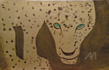 Painting titled "The Leopard With Gr…" by Michela Curtis, Original Artwork, Acrylic