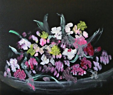 Painting titled "The Bouquet II" by Michela Curtis, Original Artwork, Oil Mounted on Other rigid panel