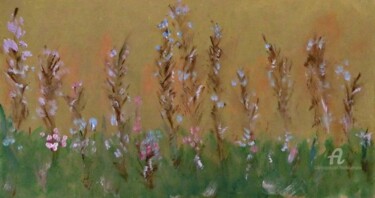Painting titled "Flower Landscape" by Michela Curtis, Original Artwork, Oil