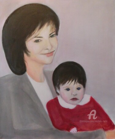 Painting titled "Mother and Child IV" by Michela Curtis, Original Artwork, Oil