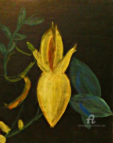 Painting titled "Yellow Blossoms" by Michela Curtis, Original Artwork, Oil