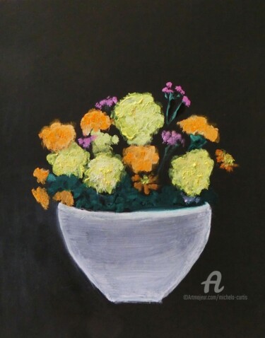 Painting titled "Spring Flowers II" by Michela Curtis, Original Artwork, Oil
