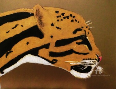 Pittura intitolato "The Cloud Leopard" da Michela Curtis, Opera d'arte originale, Acrilico Montato su Altro pannello rigido