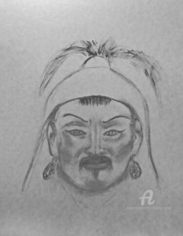 Pintura titulada "Genghis Khan" por Michela Curtis, Obra de arte original, Oleo