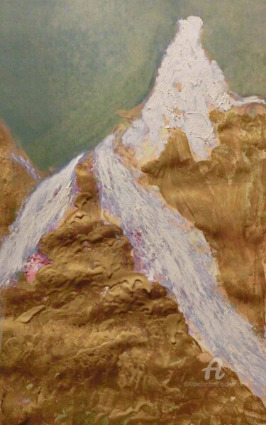 Malerei mit dem Titel "Mountain Top Snow" von Michela Curtis, Original-Kunstwerk, Acryl