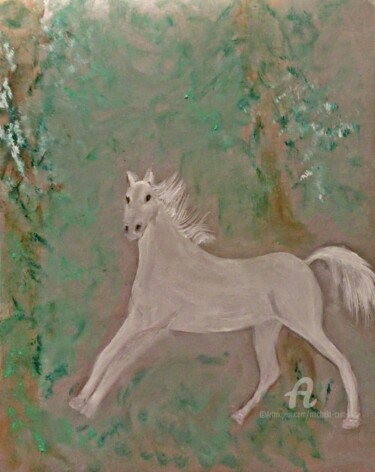 Pintura intitulada "The Wild Horse" por Michela Curtis, Obras de arte originais, Óleo