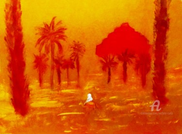 Pintura intitulada "At Saqqara" por Michela Curtis, Obras de arte originais, Óleo