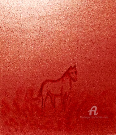 Painting titled "The Red Horse" by Michela Curtis, Original Artwork, Oil