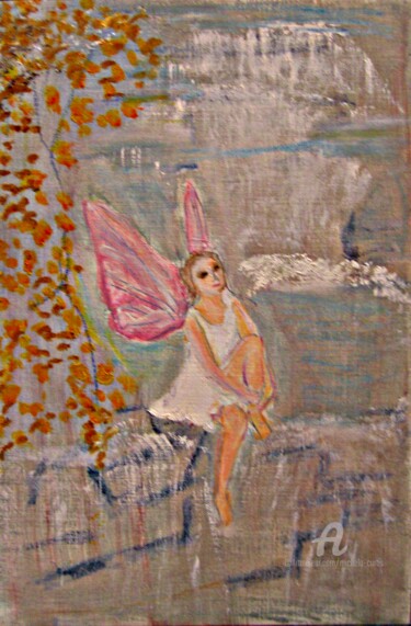 Painting titled "An Angel By The Wat…" by Michela Curtis, Original Artwork, Oil