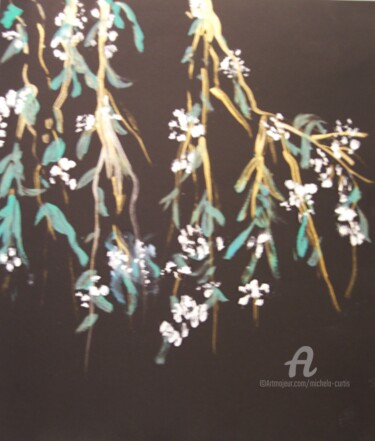 Painting titled "Blossoms" by Michela Curtis, Original Artwork, Oil Mounted on Other rigid panel