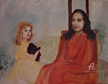Peinture intitulée "Guruji and Julia" par Michela Curtis, Œuvre d'art originale, Huile