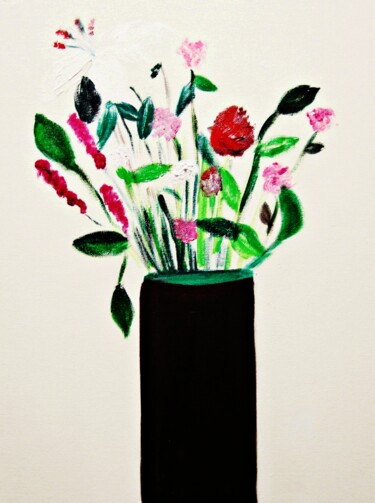 Schilderij getiteld "Flowers For The Bea…" door Michela Curtis, Origineel Kunstwerk, Olie