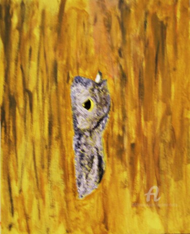 Malerei mit dem Titel "The Owl" von Michela Curtis, Original-Kunstwerk, Öl