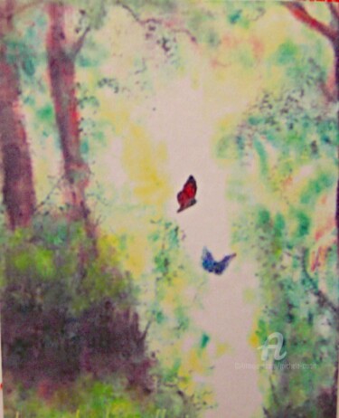 Painting titled "Butterflies" by Michela Curtis, Original Artwork, Oil