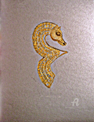 Картина под названием "Horse of Gold" - Michela Curtis, Подлинное произведение искусства, Масло
