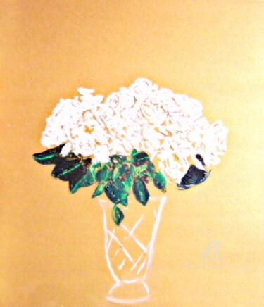 Malerei mit dem Titel "Roses from the Gard…" von Michela Curtis, Original-Kunstwerk, Öl Auf Andere starre Platte montiert