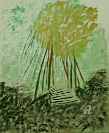 Painting titled "Murmuring Bamboo" by Michela Curtis, Original Artwork, Oil