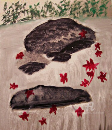 「Leaves on the River」というタイトルの絵画 Michela Curtisによって, オリジナルのアートワーク, オイル